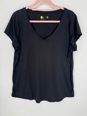 Xersion Women's Charcoal V-Neck Basic Athletic Workout Short Sleeve Tee Size XL